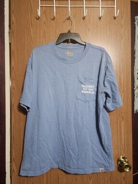 Carhartt Short Sleeve Blue Tee Workwear Casual Size Medium!